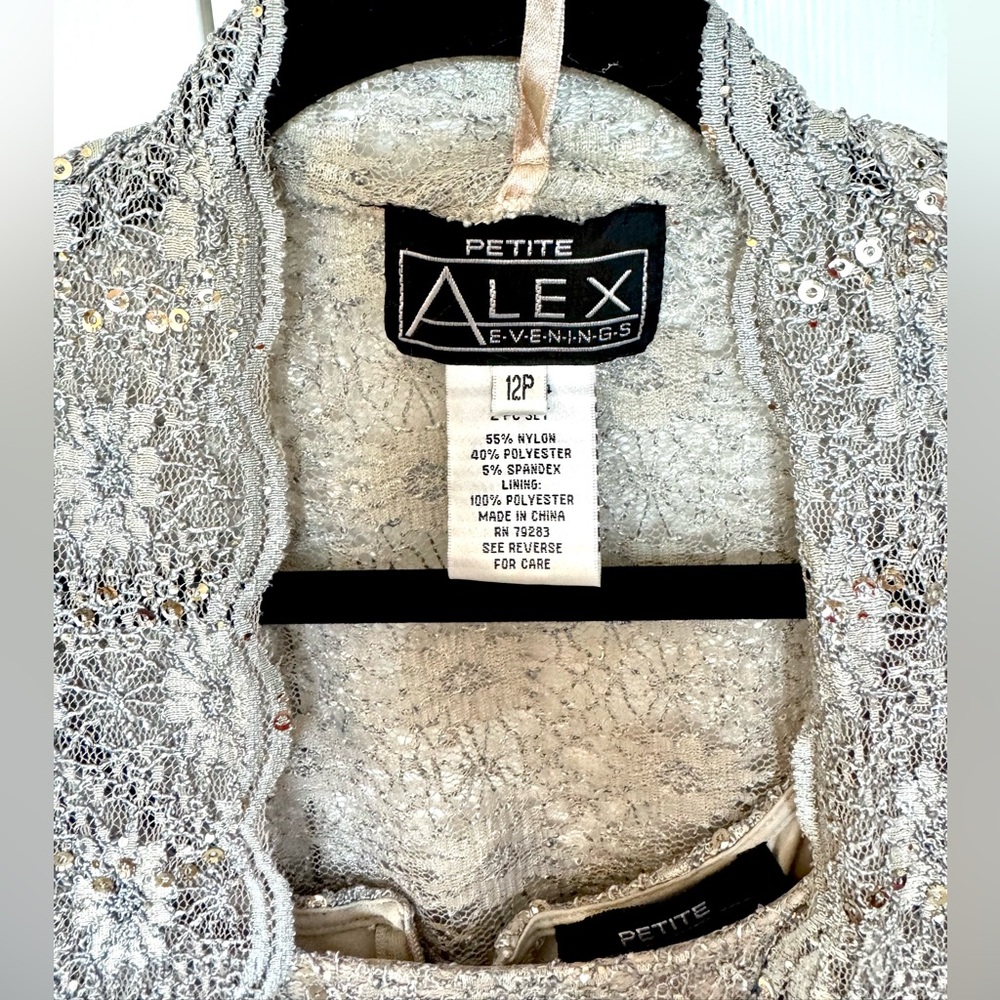 Alex Evenings Silver Lace Dress with Jacket - Picture 5 of 5